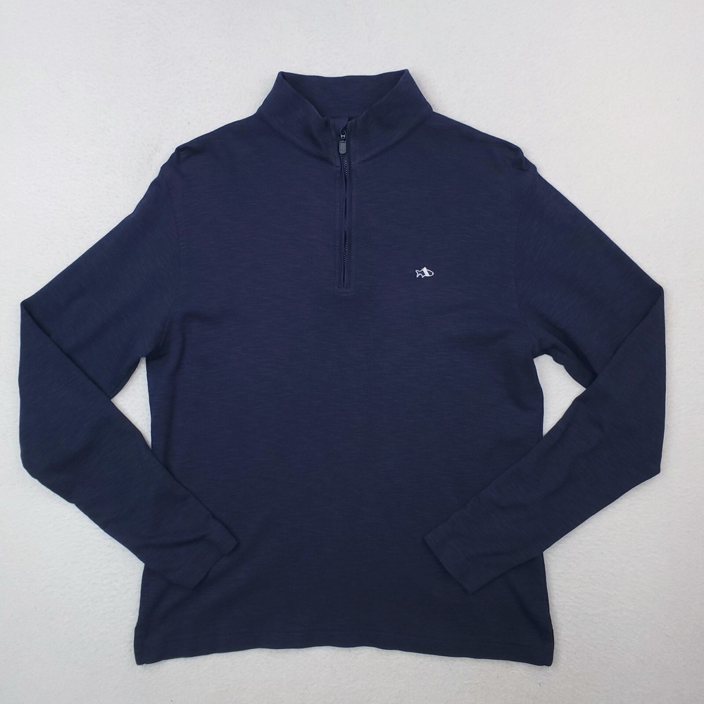 Fish Hippie Sweater Mens Small Blue Quarter Zip Pullover Modal Blend Slim Fit